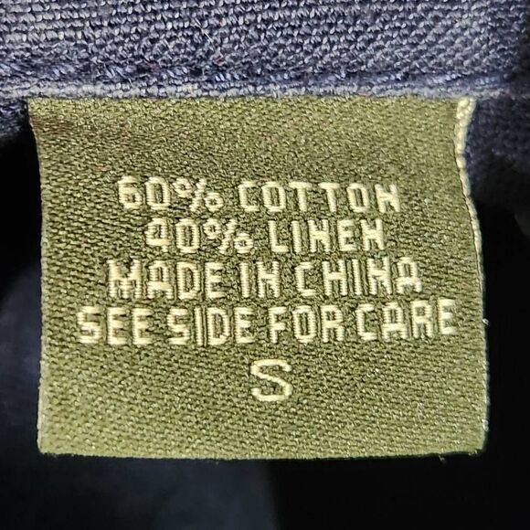 Eddie Bauer belted jacket button front linen blend blue small - Picture 7 of 8